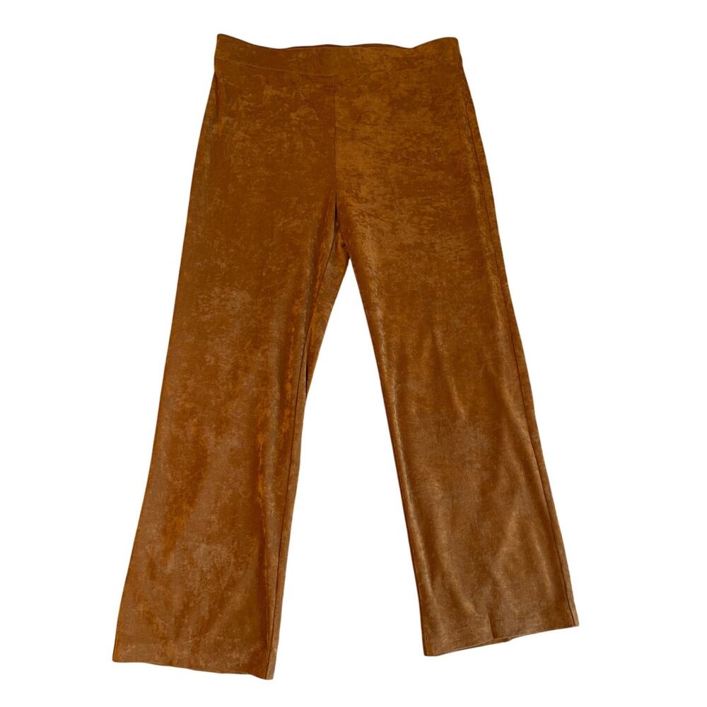 Sculpteur Pant Co. Faux Suede Brown Straight Leg Semi Stretch Pull On Pants 14